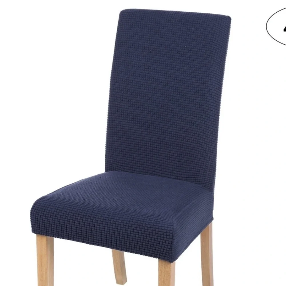 Set of 3 Navy Stretch Dining Chair Covers - Smiry